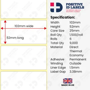 102x52mm Direct Thermal Labels