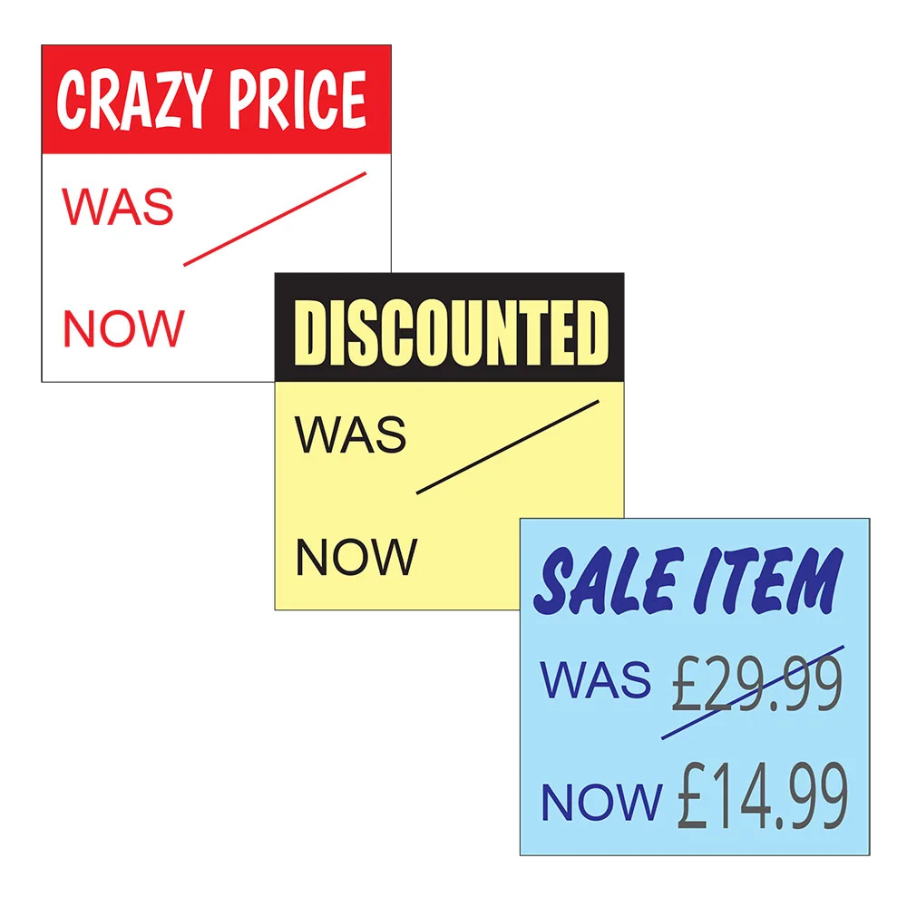 was-now Pricing gun labels