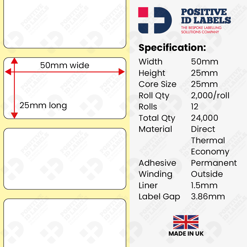 50x25mm Direct Thermal Labels
