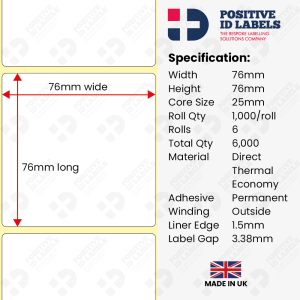 76x76mm Direct Thermal Labels