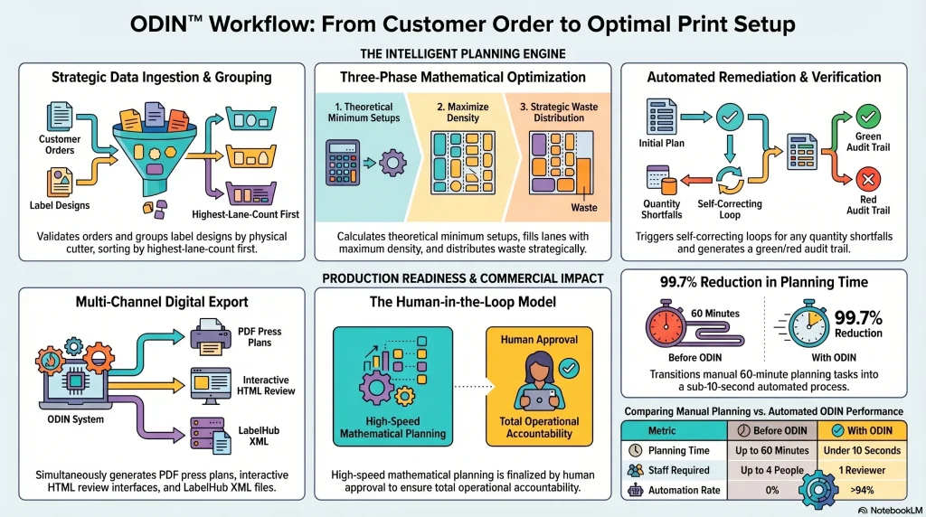 ODIN Optimised Die Imposition Nesting System Infographic