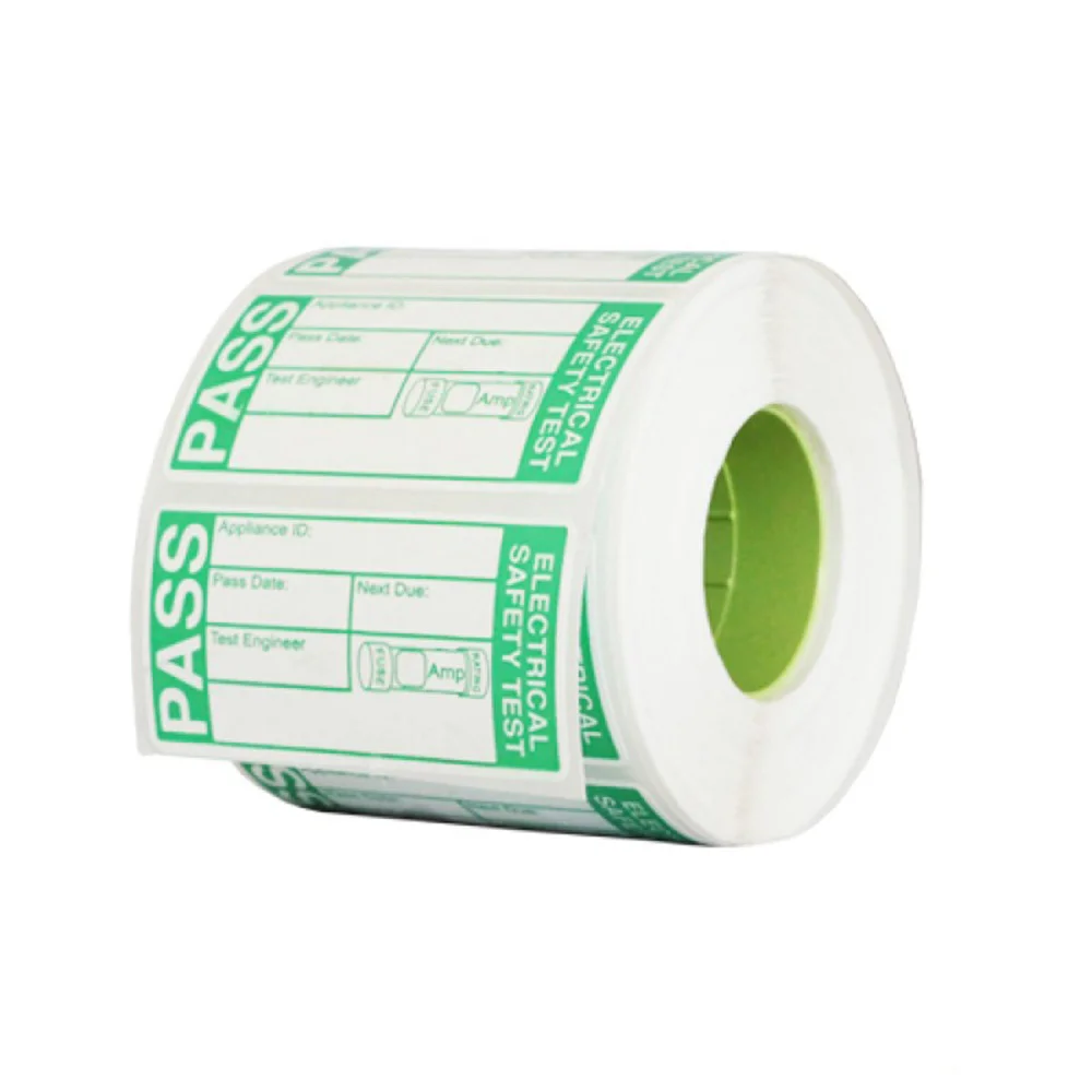 Pat test labels on rolls