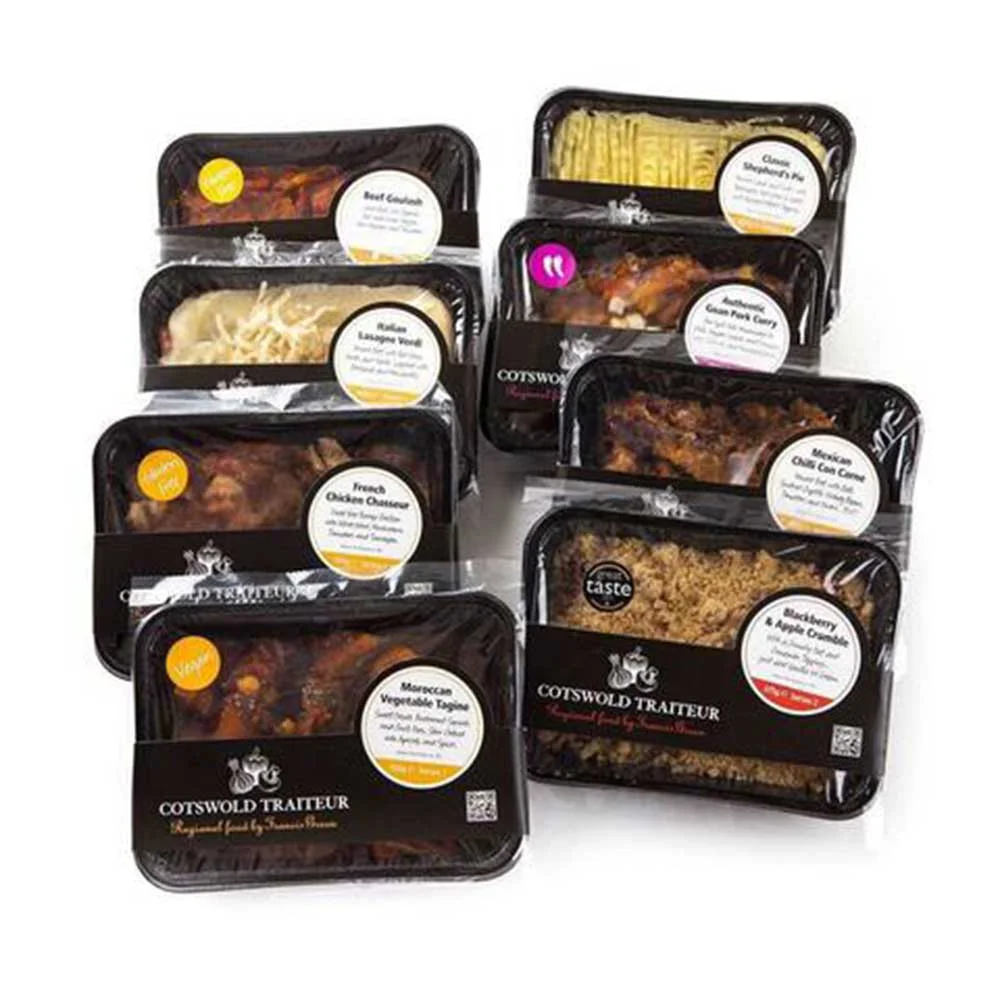 Readymeal labels on packaging