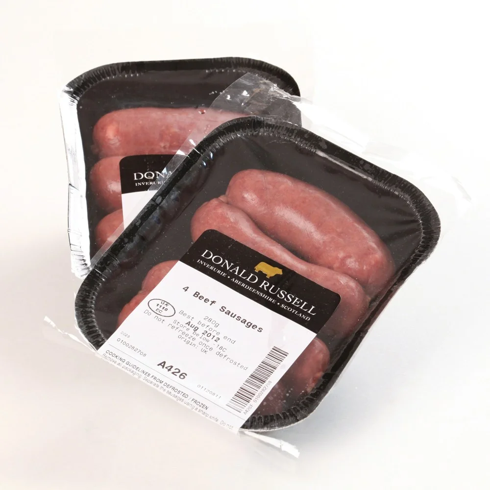 Sausage labels on packaging