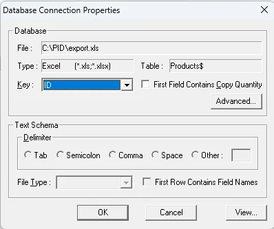 Label Direct Database Connection Properties