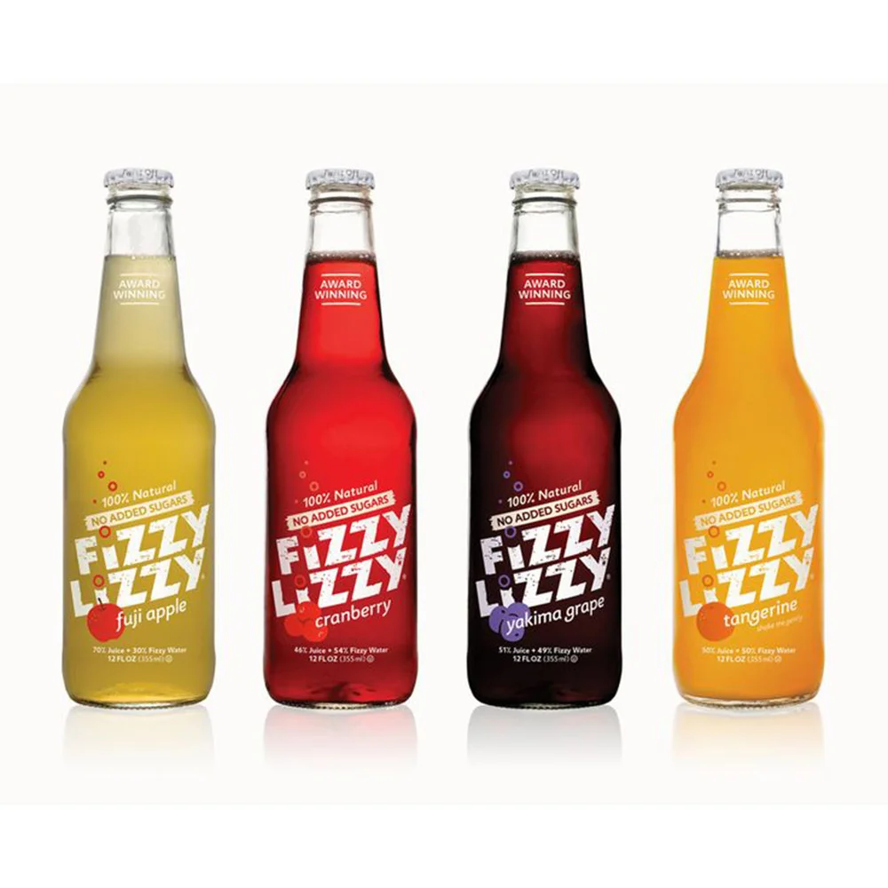 Soft drinks labels on bottles
