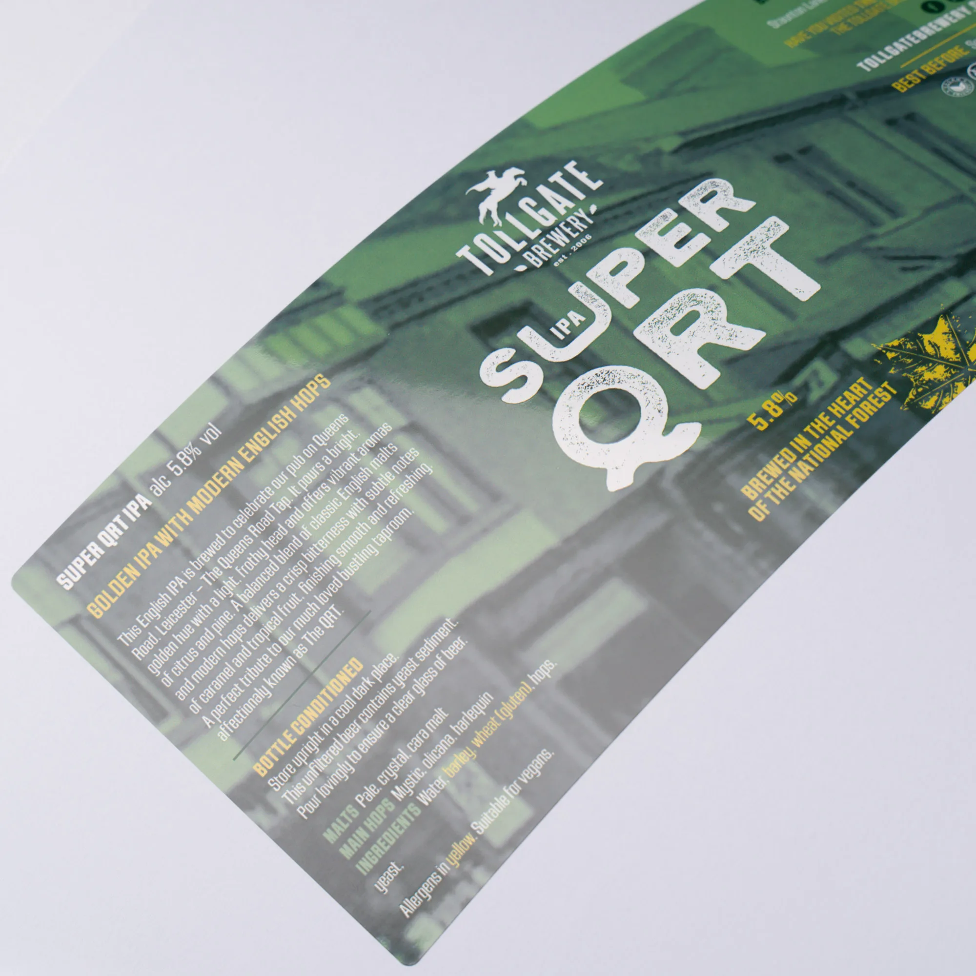 tollgate brewery beer label for beer bottles or beer cans