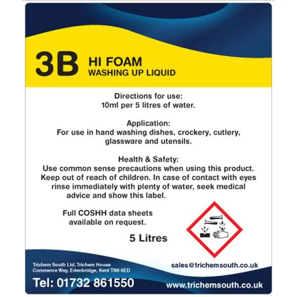 Example of a detergent chemical label