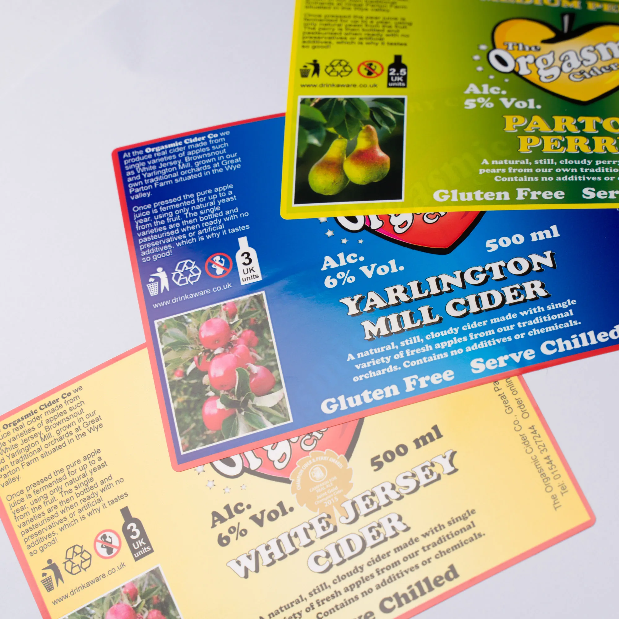 range of cider labels for cider bottle products