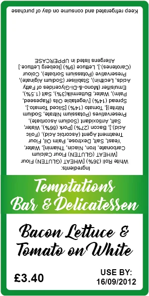 Sample deli labels