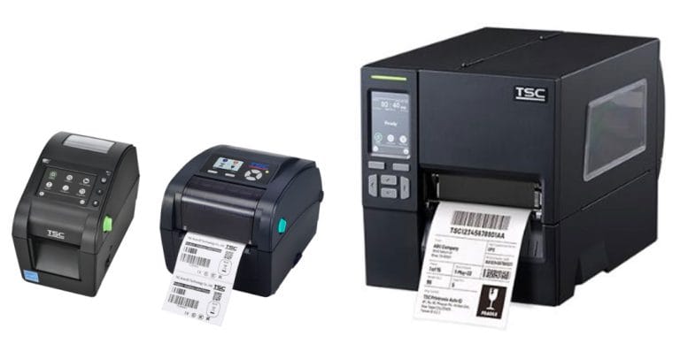 desktop label printers versus industiral label printers - a selection of TSC label printers