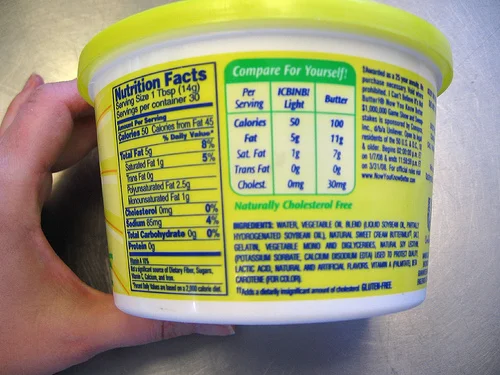 food label on tub