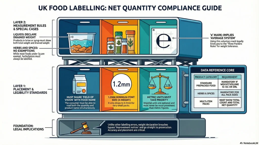 UK net quantity food lablling infographic