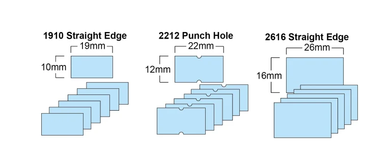 labelling gun labels sizes