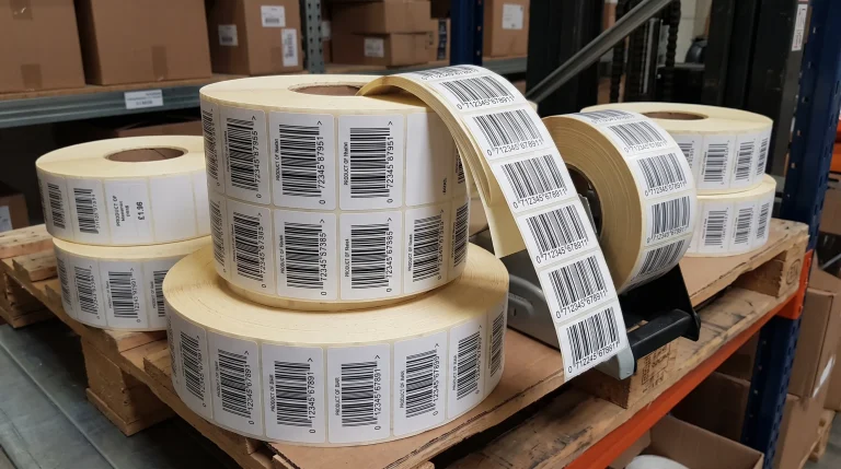 registered barcodes on labels on a pallet